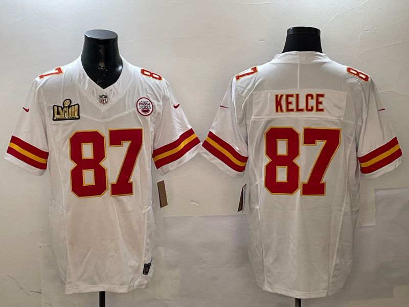 Men Kansas City Chiefs #87 Kelce White Three generations 2025 Nike Vapor Limited NFL Jersey style 4->youth nfl jersey->Youth Jersey